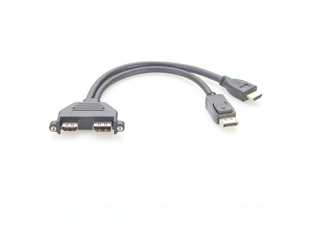 Generic Screw Panel Mount HDMI 2.0 & DisplayPort 1.4 Extension Cable 4K@60Hz HDMI and DP Male to Female Flush Mount Audio Video Cable