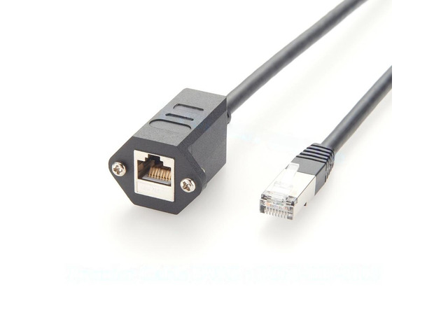 Generic Screw Panel Mount RJ45 Male to Female Extension Cable 10Gbps Cat6A Ethernet Shielded Feedthru LAN Network Short Patch Cable