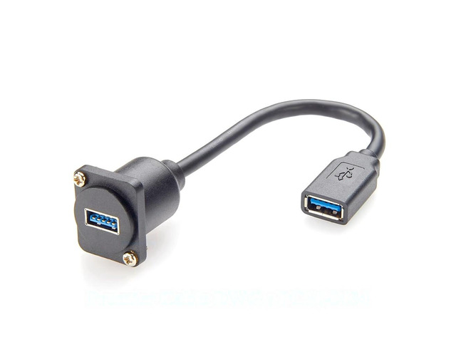 Generic USB 3.0 Panel Mount Adapter USB A Female to Female Outlet Panel Connector Extension Cable D-Type/XLR Panel Mount USB 3.0 5 Gbps