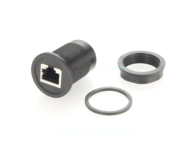 Generic RJ48 RJ50 10P10C Embedded Threaded Fixed Flush Panel Mount Adapter RJ50 Female to Female Pass Through Bulkhead Recessed Coupler