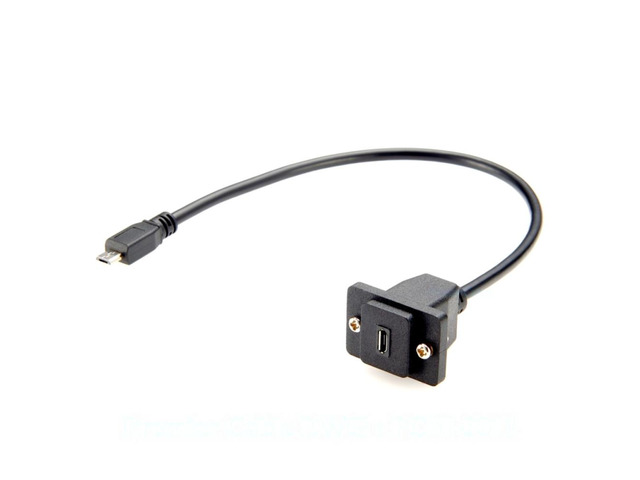Generic Screw Panel Mount Micro USB Extension Cable Micro USB Male to Female Chassis Flange Feedthru Converter Cable for Raspberry Pi