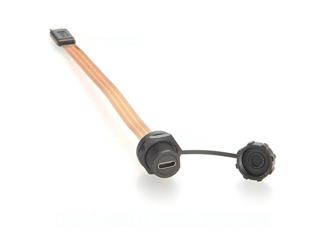 Generic IP67 USB 3.1 Type-C Male to Female Extension Cable 10Gbps Flush Panel Mount USB C FPC Ribbon Flat Cable 100W for Data Transfer