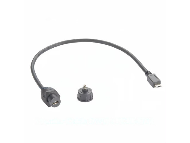 Generic IP67 Micro USB Male to Female Extension Cable Micro Type B Flush Panel Mount Threaded Fixed Charging & Data Cable for Hard Drive