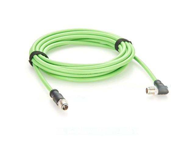 Generic Right Angle M12 8 Pin X-Coded Male to Male GigE Vision Cable IP67 10G Cat6A Ethernet High Flex for Cognex Basler Keyence Camera