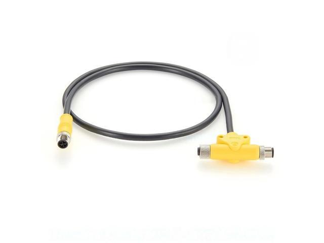 Generic M12 S Coding Tee Splitter 4 Pin S Code Molded Cable Connector T Splitter Circular Adapter IP67 Extension Power Cable Cordset
