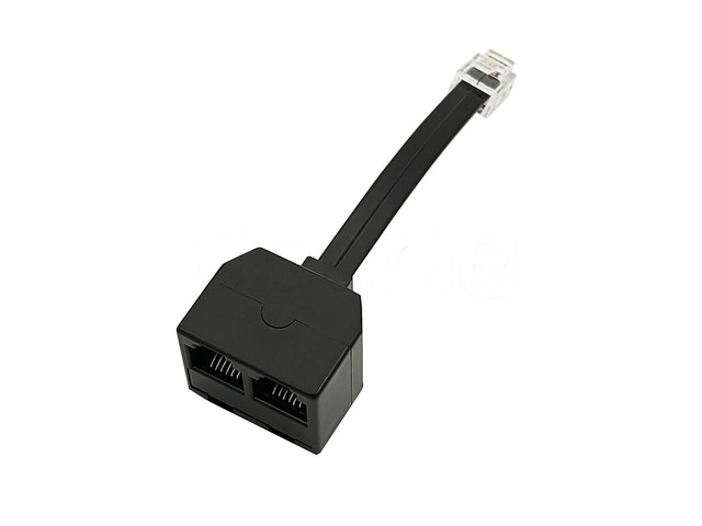 Generic 25CM RJ12 6P6C 1 to 2 Wire Adapter Telephone Ethernet Cord Converter Landline Male to Female Plug Separator Cable Splitter