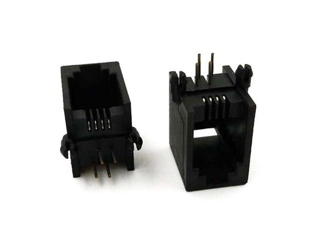 Generic 50PCS RJ9 Connector 4P4C Horizontal 90 Degree PCB Jack Female 5521 Socket DIP Suitable For Telephone