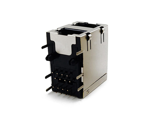 Generic 10PCS RJ45 connector 8P8C 1×2 female 90 degree horizontal shielded jack with shrapnel 59 Socket DIP L=28.3mm