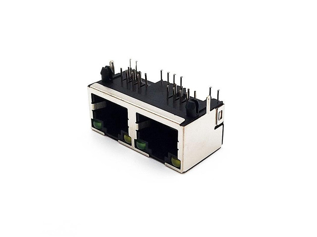 Generic 10PCS RJ45 Connector 8P8C Shielded LED Yellow/Green 1 x 2 90 Degree Bend Plug Into Network interface 56 Socket