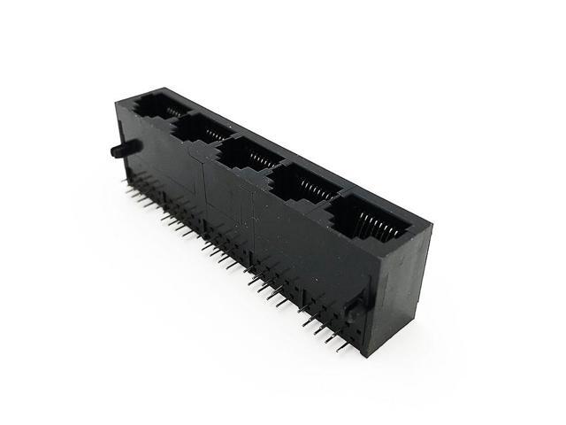 Generic 3PCS RJ45 Connector 1x5 Network Interface Jack 8 PIN DIP Round Pin Plastic PBT 8P8C Horizontal 5921 Socket 5 Ports W=20.57MM