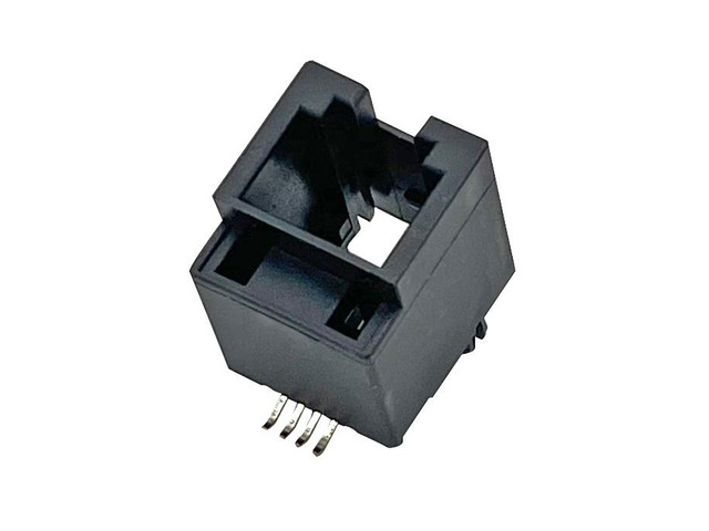 Generic 10PCS RJ11 Connector 6P4C RJ14 Vertically Inserted SMT Female Socket 180 Degrees With Step
