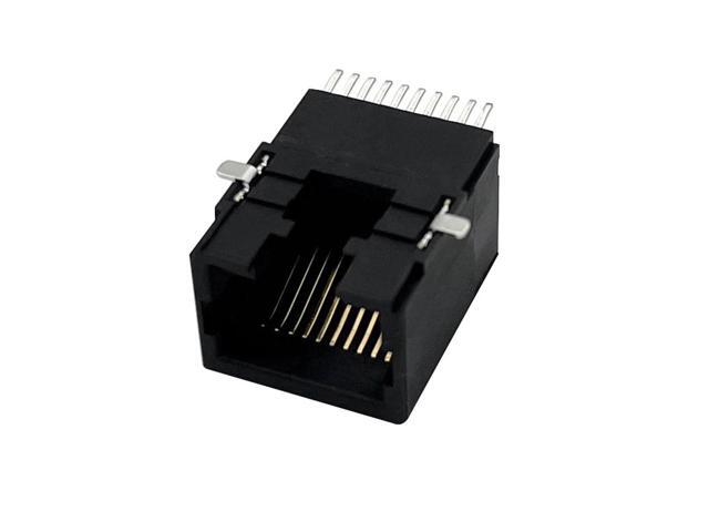 Generic 10PCS RJ50 Connector SMT Interface Port RJ48 10P10C Modular Jack PCB Female Black 90 Degree All-Plastic Socket
