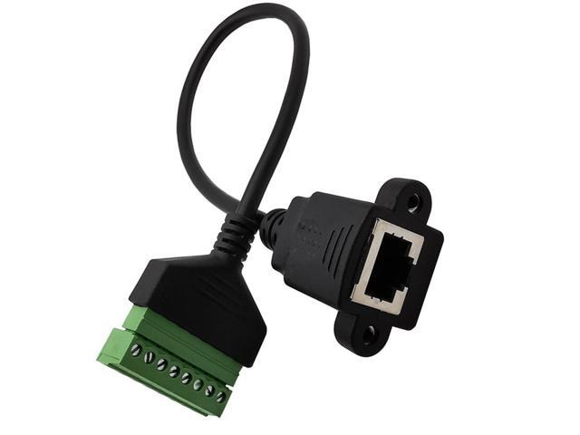 Generic 1pc RJ45 Ethernet Female Jack 8P8C To 8 Pin Screw Block Terminal Solderless Panel Mount Extension LAN Network Adapter Cable