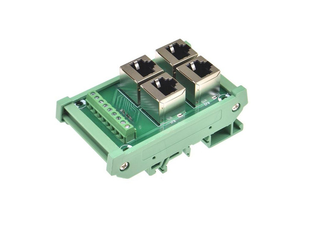 Generic 1PCS 4 way 4 port RJ45 8p8c female socket to terminal block adapter pcb board Network RJ45 Ethernet connector DIN Rail Mount