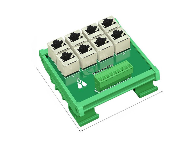 Generic DIN Rail Mount 8XRJ45 Female To Screw Termianl Block Module RJ45 8P8C Jack 8-Way Buss Breakout Board