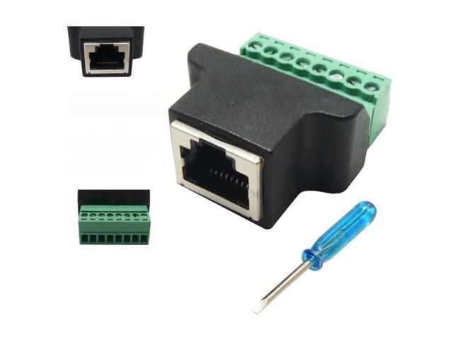 Generic 10pcs RJ45 to Screw Terminal Adaptor RJ45 Female to 8 Pin connector RJ45 splitter for CCTV DVR CCTV accessory