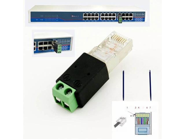 Generic 1pc RJ45 Male to 485 2 Pin (4 5P) Screw Terminal Adapter Connector Splitter CCTV DVR