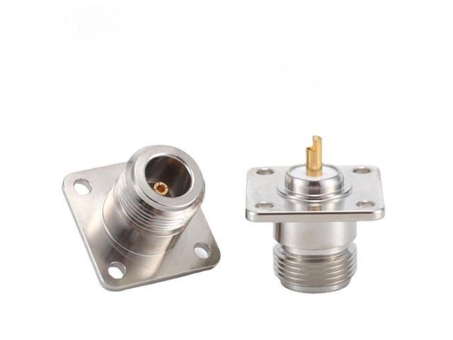 Generic 10Pcs N Type L16 Female Jack Mount Socket 4hole Flange Connector N Type Female Solder for Panel Chassis Socket Mount Coax Brass