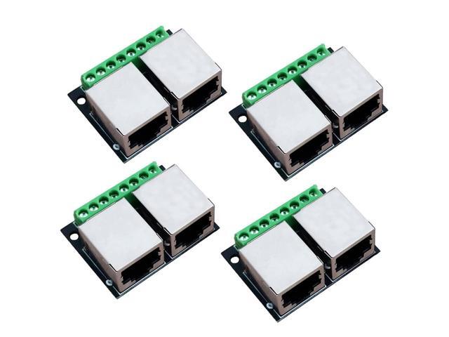 Generic 4PCS RJ45 Ethernet Dual Female Terminal Breakout Board,3.5mm Pitch Connector Board Shielded Network Adapter Terminal