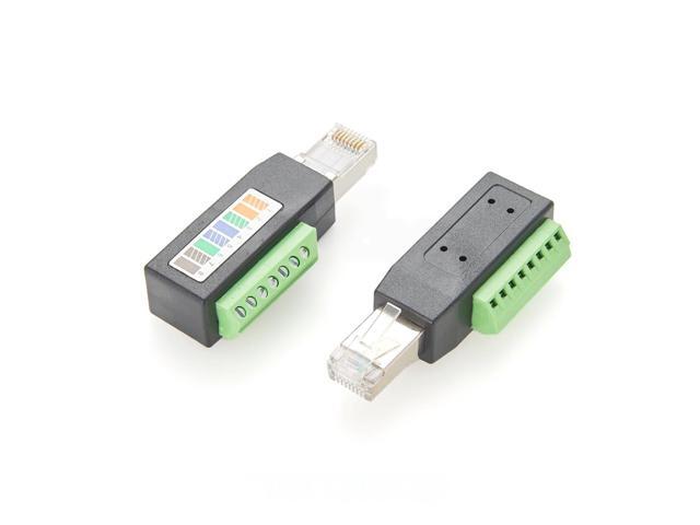 Generic RS-485 CAT5e RJ45 Male Plug to 8-Pin screw lock Terminal Block Adapter, for modems, routers and DMX lighting system1pc