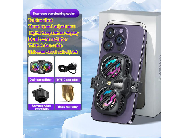 K11 Phone Cooler Dual Fan Semiconductor Temperature Display 3 Gear Regulation RGB Atmosphere Light Quick Cool for Gaming Session