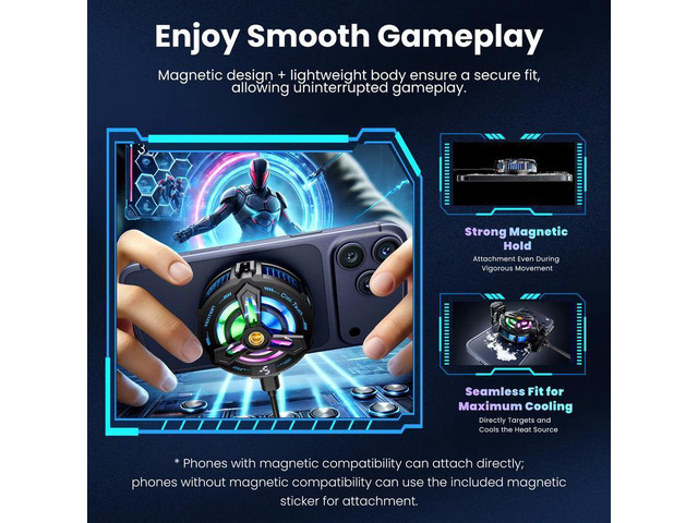 New Magnetic Phone Cooler Game Cooler Cellphone Fast Cooling Fan Freezing for Iphone 17 16 15 Pro Max ipad Xiaomi 15 Pro