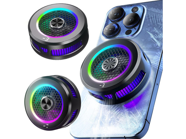 Magnetic & Back-clip Phone Cooler RGB Lighting Phone Fan Semiconductor Refrigeration Cooling Phone Radiator for iPad Iphone Mac