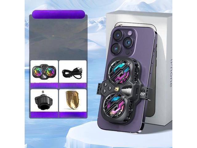 K11 Dual-Fan Semiconductor Phone Cooler: Digital Temperature Display, 3-Speed Adjustment RGB Lights Ultra Fast Heat Dissipation