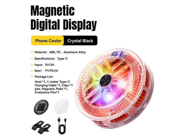 Magnetic Back Clip 2 in 1 Phone Cooler Digital Display Fast Icing TEC Cooling Magnetic Cooler with RGB Light for iPhone