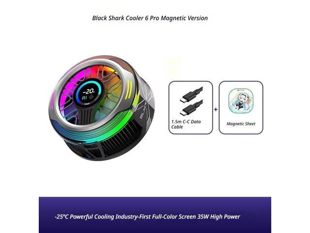 Black Shark Magnetic Phone Cooler 6 Pro Semiconductor Cooling Full Color Smart Screen Esports Heat Sink 35W High Power Custom
