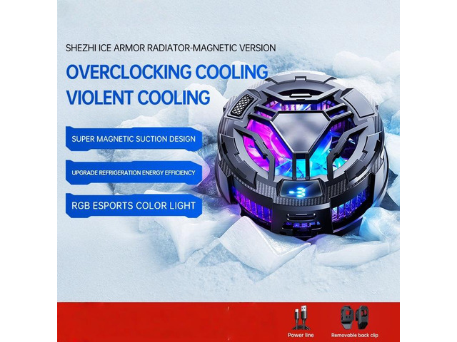 Semiconductor Phone Cooler Magnetic Back Clip Rgb Digital Display Cooling For Gaming Live Streaming Car Navigation Watching Tv