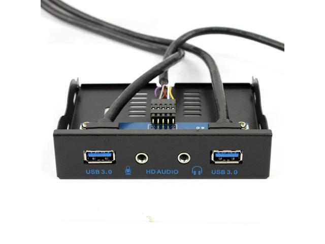 3.5 Inch Floppy Bay Front Panel, 19-Pin to USB 3.0 + HD Audio Connector, 2 Port USB 3.0 with Cable for Desktop PC