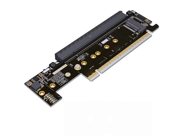 PCIe 5.0 x16 to x8+x4+x4 Split Expansion Riser Card, PCIe 5.0 Adapter Card, Support M.2 NVMe SSD