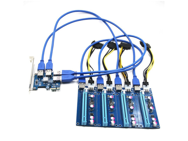 USB 3.0 PCIe x1 to x16 Extender Riser Card Adapter, PCIe 1 to 4 USB Converter, for Graphics Card / Miner