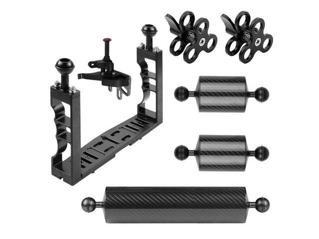 Aluminum Underwater Diving Tray Kit, Light Extension Arm Bracket System, with Handle Grip Stabilizer Rig, for Sport / SLR Cameras