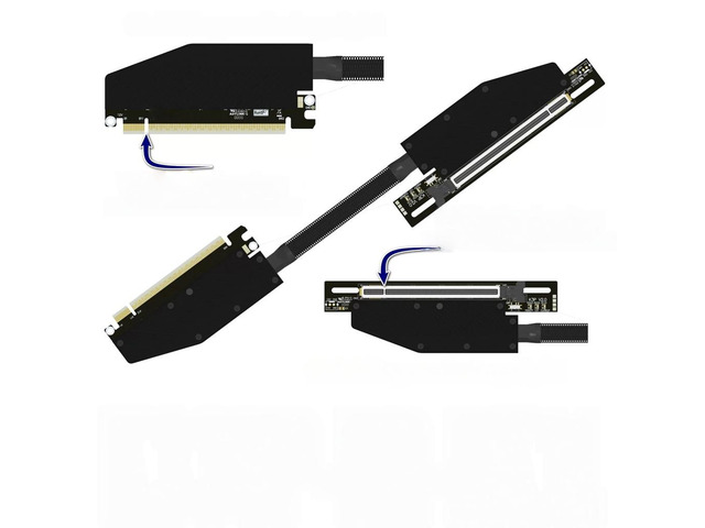 Dual Right-Angle Output GPU Extension Cable, 270-Degree Connector, PCIe 5.0 Dual Reverse Side-Bend