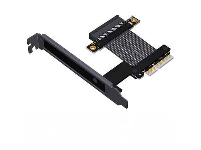 PCIe 5.0 x4 to x4 High-Speed Ribbon Cable, with Bracket, Support Network Card / SSD / USB Card