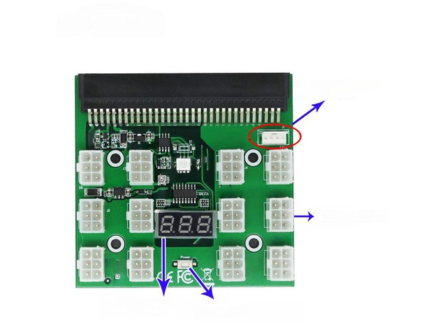 PCIe 12V 64-Pin to 12x 6-Pin Power Supply Server Adapter Breakout Board, for 1200W / 750W PSU, GPU