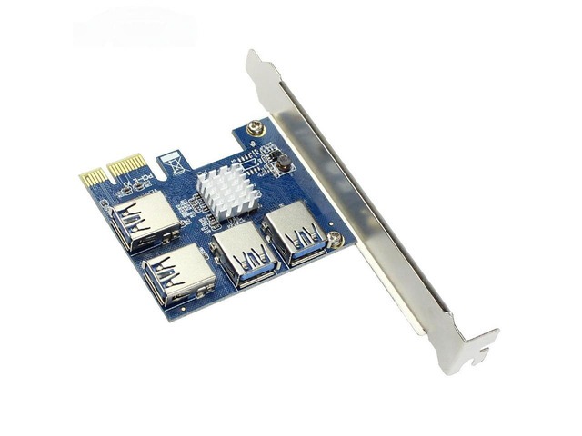 PCIe Riser Card, USB PCIe Port Multiplier Card, PCI Express 1 to 4 PCIe Adapter Card for Miner