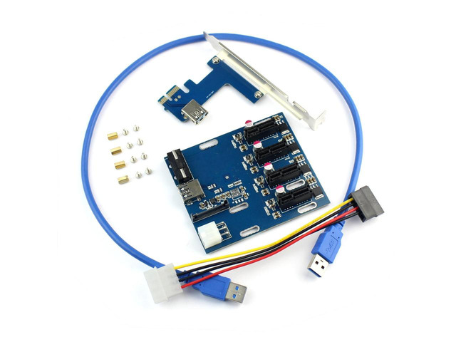 PCIe to PCIe 1 to 4 Slot Riser Card, Mini ITX to External 4 Port PCIe Adapter, Port Multiplier for Miner
