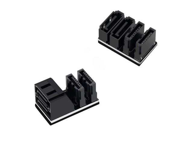 SATA 7-Pin Angled Adapter, 90/180 Degree, 2x SATA 7-Pin Male to Female Converter, for Motherboard / Desktop