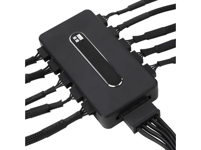 Generic For PWM Fan RGB HUB Controller SATA Power Supply For Chassis Fan 10-port PWM Temperature Control For PC Case TL-FAN-HUB