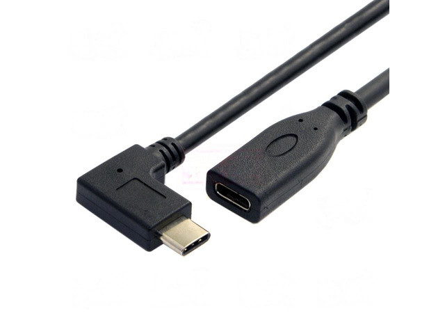 Generic 0,2 meter Reversible Design Typ C USB 3,1 90 grad Männlichen zu USB-C Weiblichen Kabel Extender Cord Universal