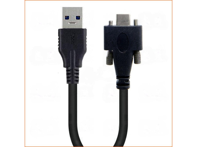 Generic 4FT 1M USB 3,0 A plug on USB 3,1 type c USB-c type C with dual screws locking male data cable Standard USB 3,0 Panel Mount type