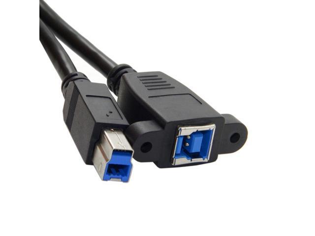 Generic USB 3.0 B male To female Extension Cable with Panel Mount black color 0.5m