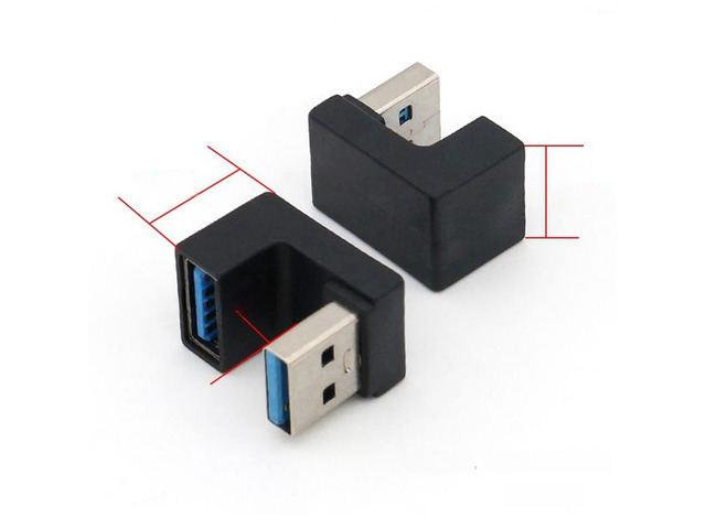 Generic C5AE 180 Degree Up/Down Angled USB 3.0 Male to Female Extension Adapter for Laptop PC USB Charger Extension Converter