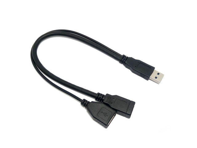 Generic One in two USB3.0 two in one three head adapter cable for vehicle use, one male and two female charging data extension cable