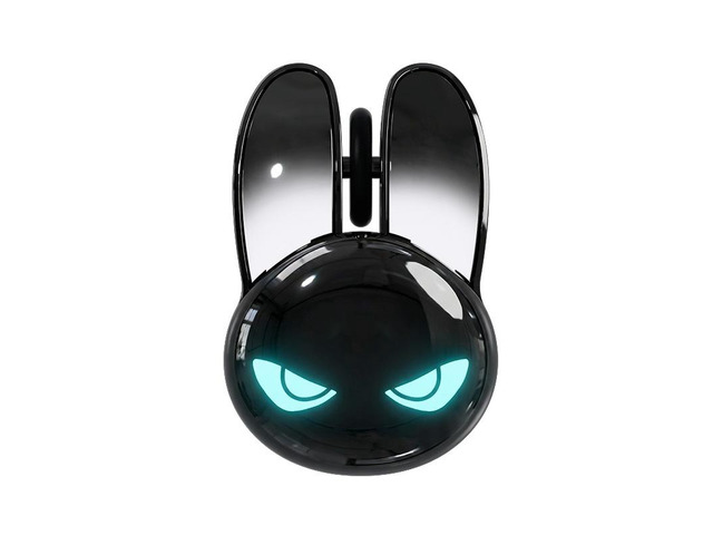 M6C Dual-mode Mouse, Black Cool Rabbit Shape, RGB Ambient Light, Silent Rechargeable, Multi-device Compatible