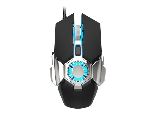Competitive Gaming Wired Mouse with Macro Programming, RGB Lighting, and Cooling Fan