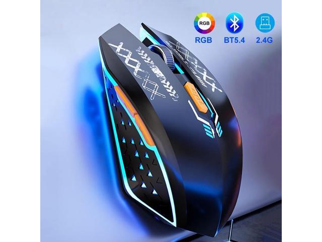 2.4G Wireless Mouse Bluetooth 5.4 Mouse Dual Mode Rechargeable Mouse Silent Mice RGB Backlit Gaming Mouse for PC Tablet Laptop